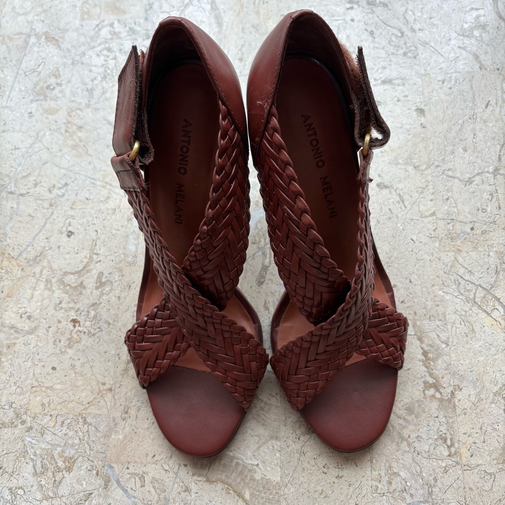Elegant High Heel Open Toe Sandal Antonio Melani Brazil Size 7.5M